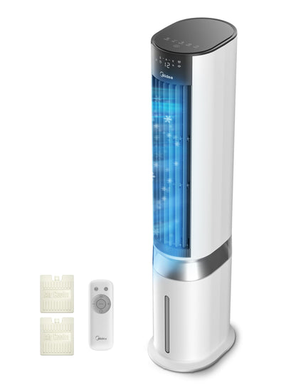Midea Turmventilator mit 5L Wasserkühlung | Luftkühler mobil | Mobile Klimaanlage ohne Abluftschlauch | Verdunstungskühler, 3 Geschwindigkeitsstufen,75° Schwenkfunktion, 7h Timer, Leiser