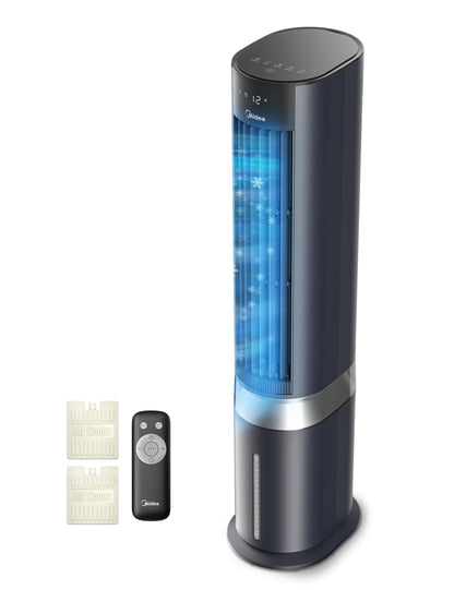 Midea Turmventilator mit 5L Wasserkühlung | Luftkühler mobil | Mobile Klimaanlage ohne Abluftschlauch | Verdunstungskühler, 3 Geschwindigkeitsstufen,75° Schwenkfunktion, 7h Timer, Leiser