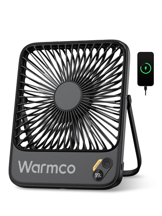 Warmco D3 Akku Ventilator 10000mAh, leise Tischventilator, 10–24 Std. Laufzeit