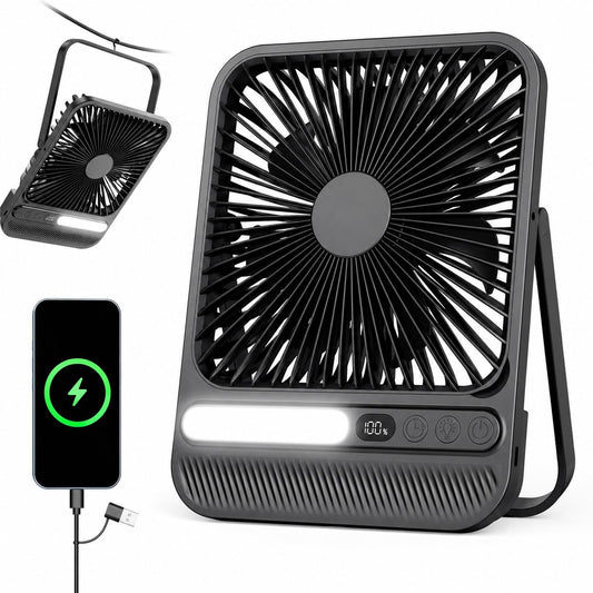 Akku Ventilator 7 Zoll 10000mAh GOBRILLFUN, 4 Geschwindigkeiten, tragbar, leise