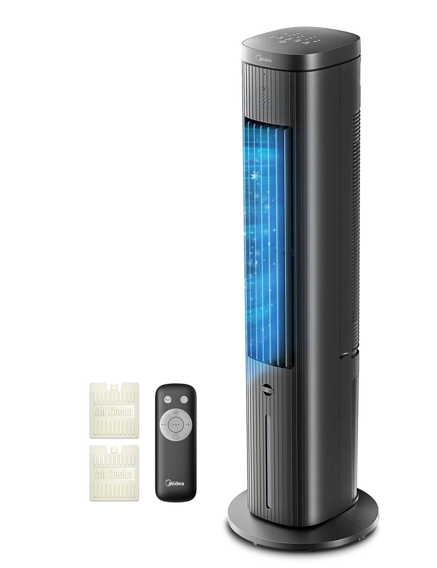 Midea Sensicool Luftkühler mit 7L Wasserkühlung | Mobile Klimaanlage ohne Abluftschlauch | Ventilator mit Wasserkühlung | 2000m³/h Verdunstungskühler, 6 Geschwindigkeiten, Touch-Display (Blau)